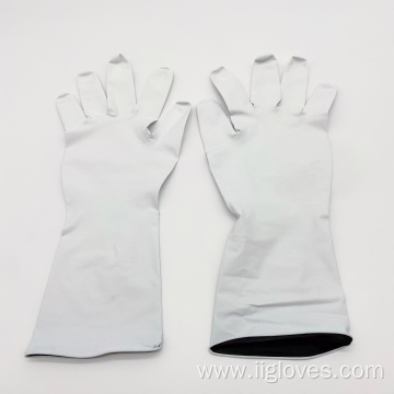 Lengthened and thickened white two-color nitrile gloves